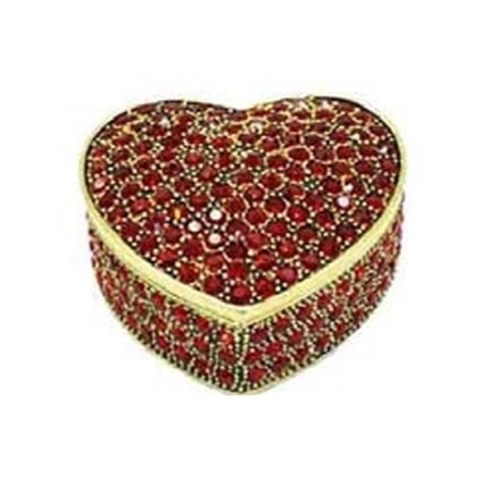 Hjerte med røde sten - smykkeskrin