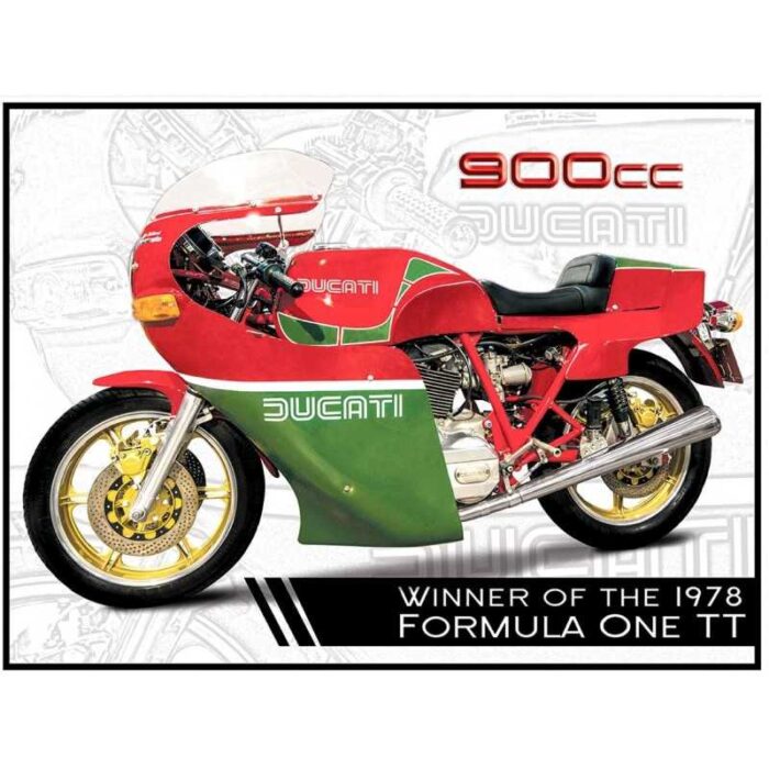Ducati motorcykel - 900 CC Mike Hail - metalskilt