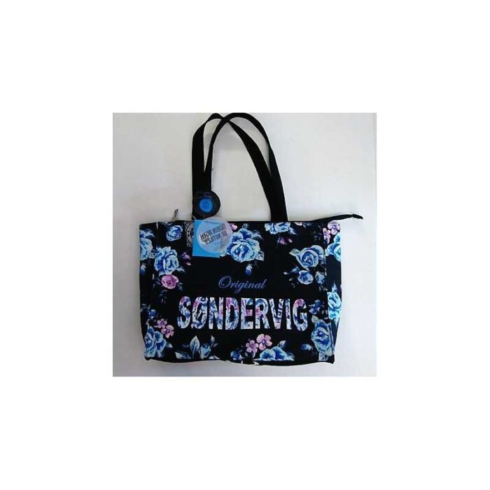 Søndervig kanvas stor taske med blå blomster