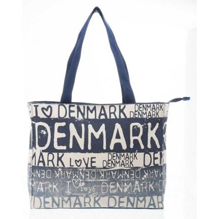 Blå - hvid kanvas stor taske Denmark