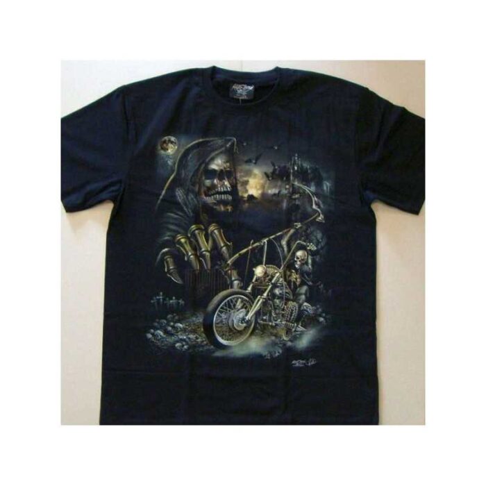 T-shirt med døden og motorcykel