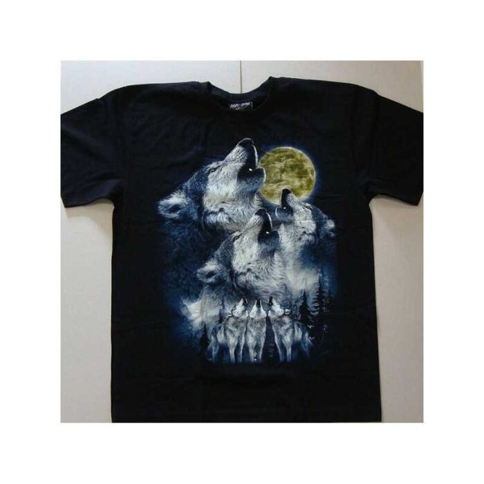 T-shirt med hyldende ulve om natten