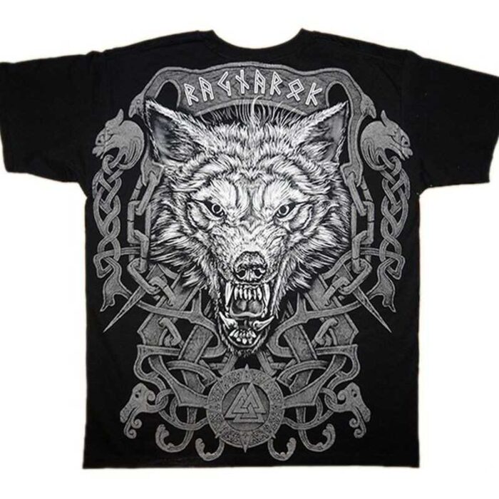T-shirt med Viking og ulve