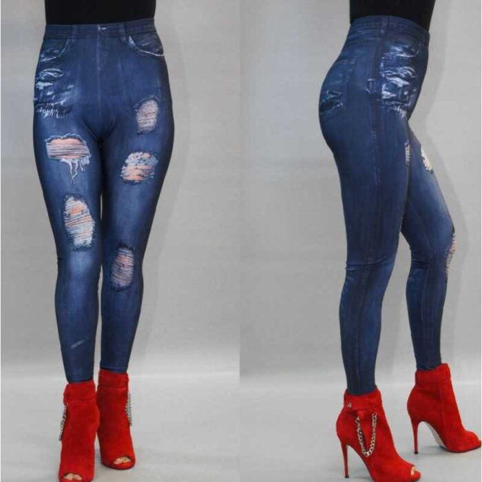 Leggings med print - mørk jeans