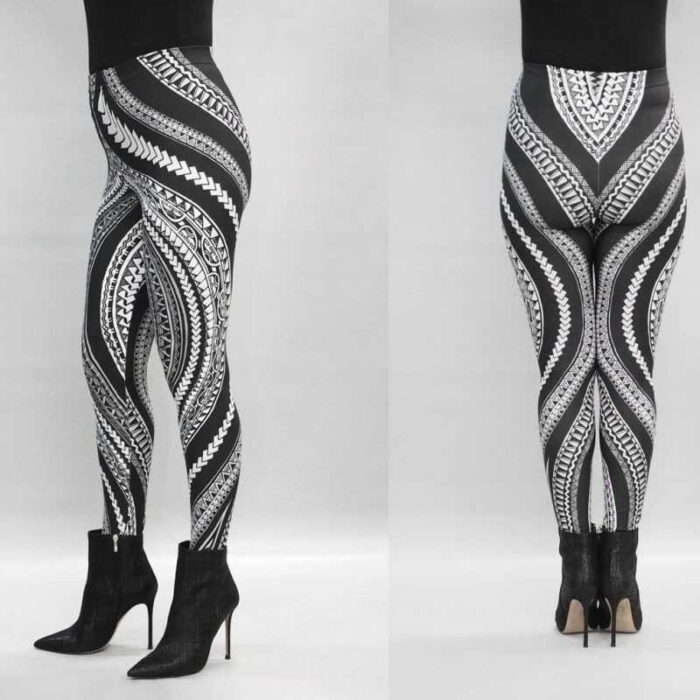 Leggings - sort-hvid mønster