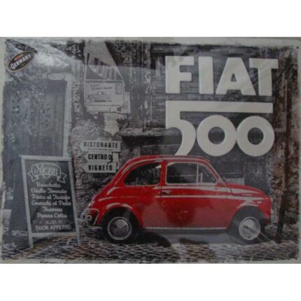 Fiat 500 - metal skilt - nostalgisk metal skilt