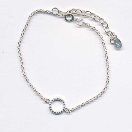Sølv anker kæde som armbånd med ring af sølv perler