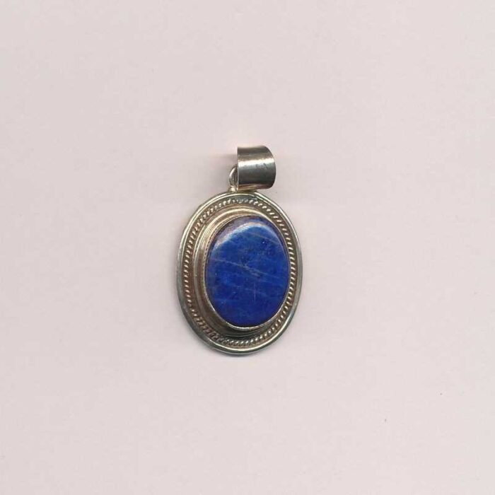 Oval lapis lazuli sølv vedhæng