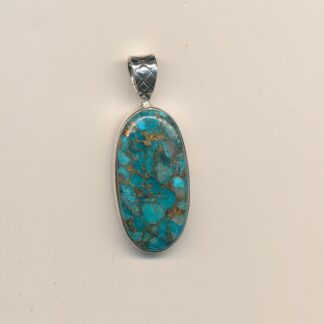 Blå kobber oval turkis vedhæng